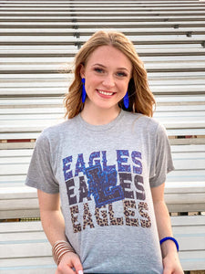 Simply Adorable Gifts & Boutique Lindale Eagles Glitter Sublimation Tee Adult 2XLarge