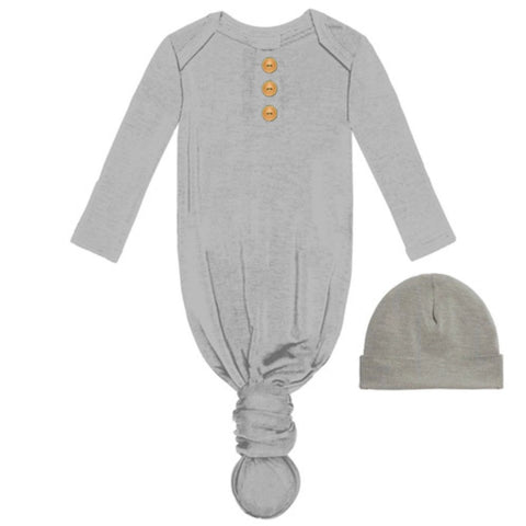 Jane Marie Grey Infant Gown & Beanie Set