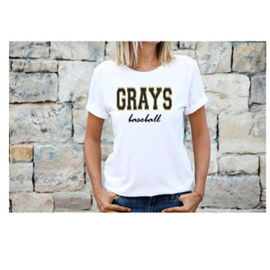 Grays Baseball Faux Chenille Sublimation T-Shirt
