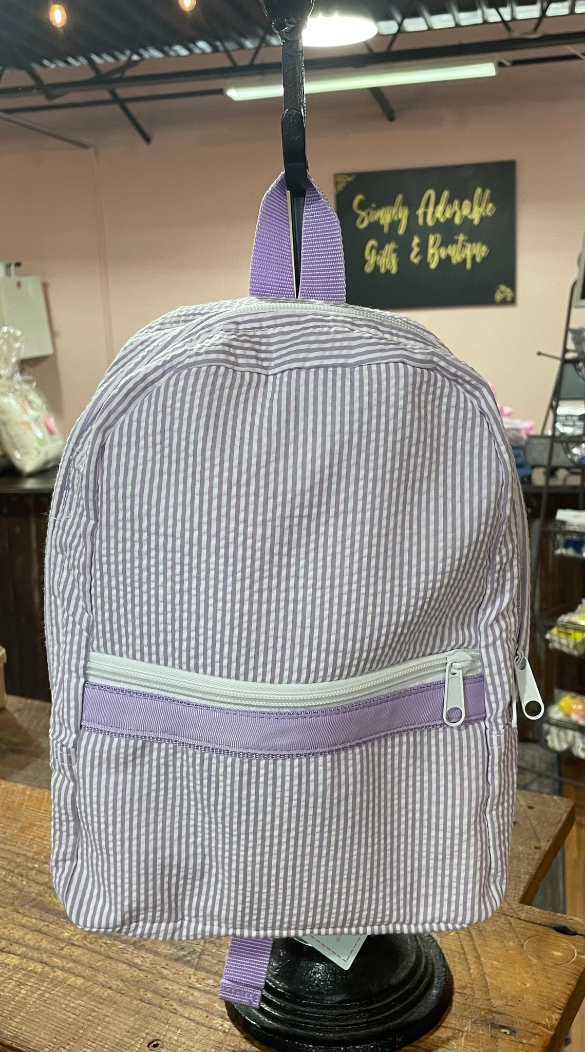 Oh Mint Small (Toddler) Backpack - Lilac Seersucker