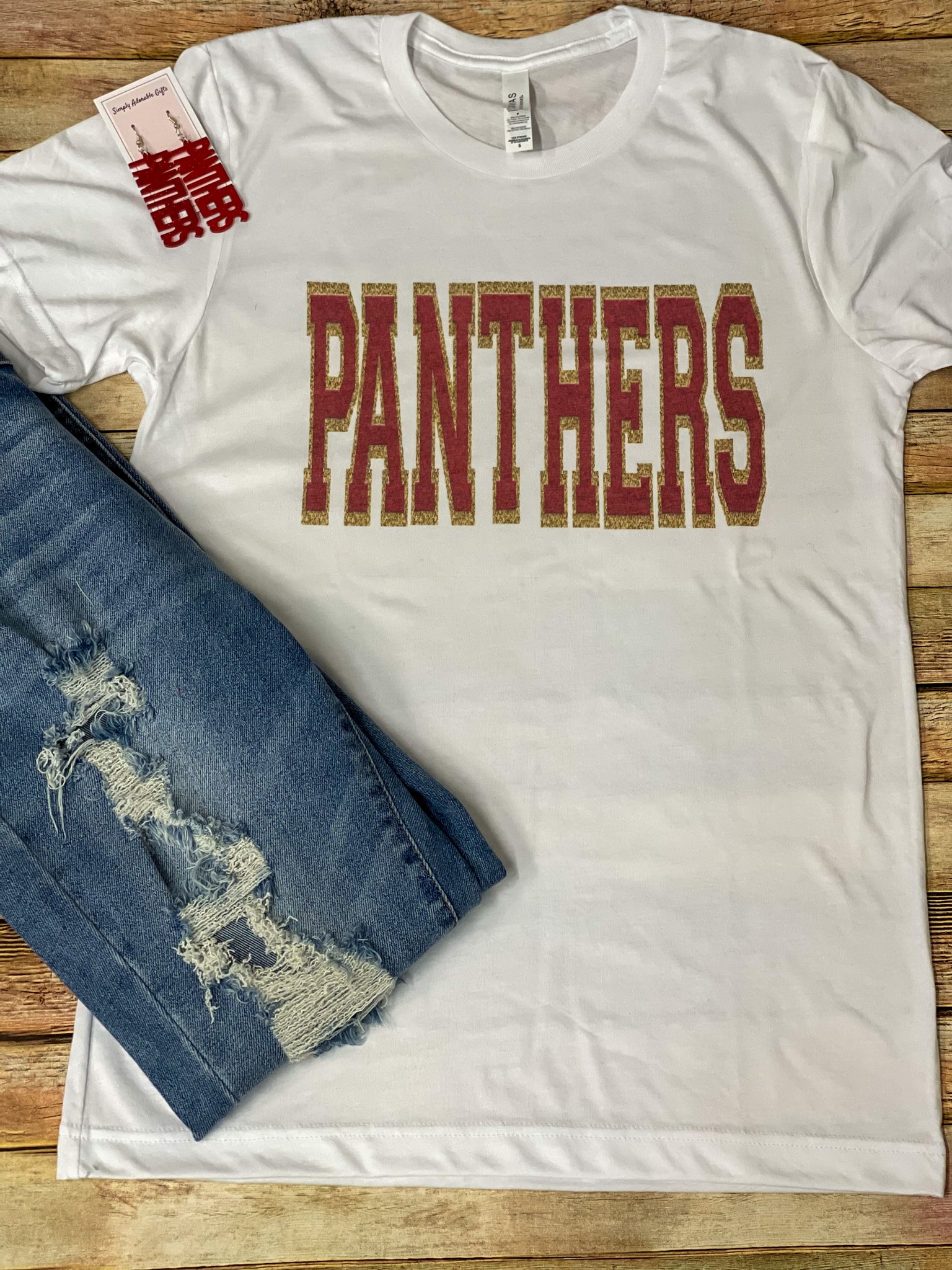 Panthers Faux Chenille Letters Tee