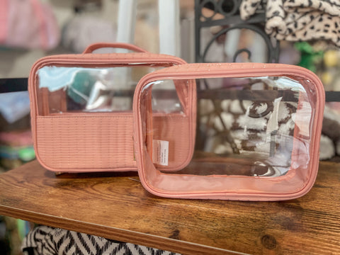 Blush Clear Cosmetic Case Set