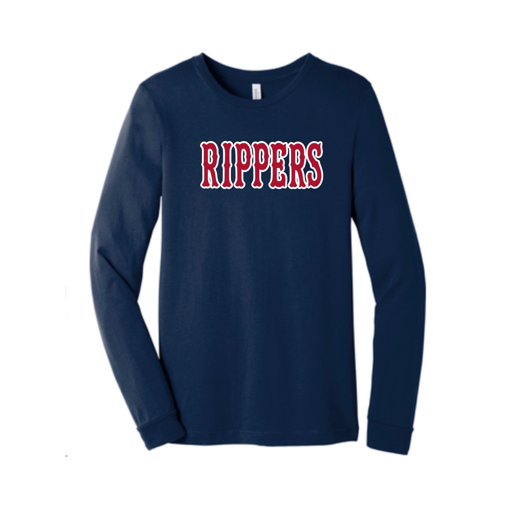 Rippers Baseball Long Sleeve Bella Tee - Navy
