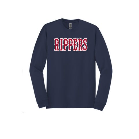 Rippers Baseball Long Sleeve Gildan Tee - Navy