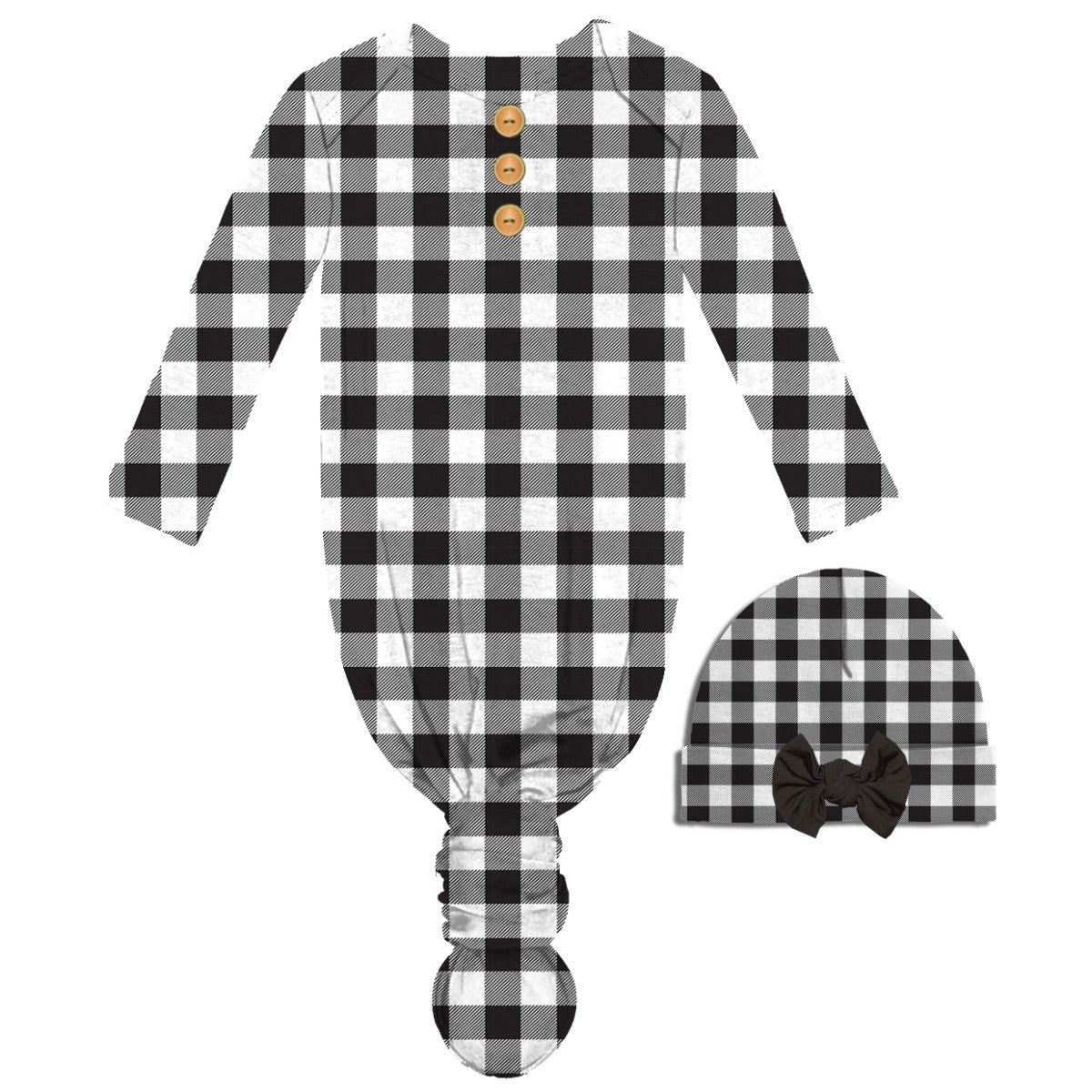 Jane Marie Well Plaid Infant Gown & Beanie Set