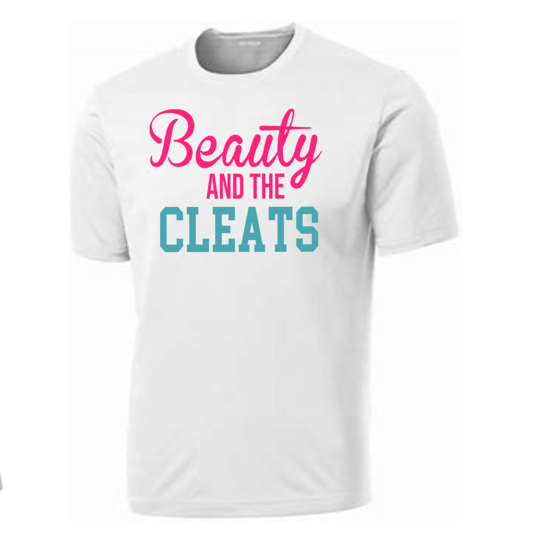 Beauty and the Cleats Blue Words Sublimation Dri Fit - White